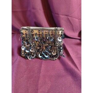 Vintage La Regale Beaded Sequin Evening Bag Iridescent Clutch Purse Formal